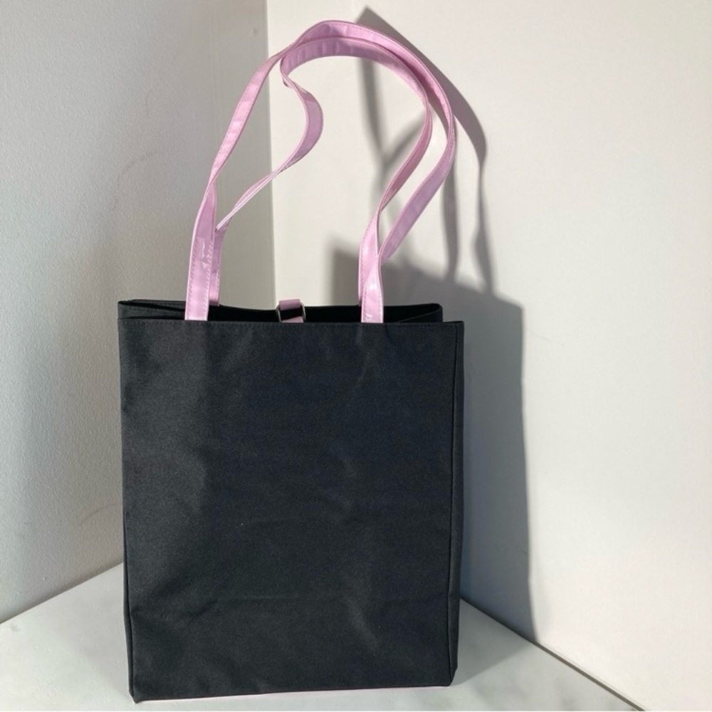 Black & Pink Tote with Pink Shoulder Straps & Pink Linning